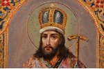 icon, Saint Demetrius of Rostov, board, painting, gold leafy, Russia, 17.8 x 13.9 x 2.1 cm, in a cas...