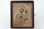 icon, Tikhvin icon of the Mother of God, in icon case, board, silver, painting, guilding, engraving,...