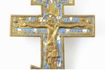 крест, Распятие Христово, медный сплав, 2-цветная эмаль, Урал, Российская империя, конец 19-го века,...