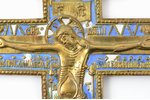 cross, The Crucifixion of Christ, copper alloy, 2-color enamel, Ural, Russia, the end of the 19th ce...