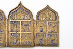 icon with foldable side flaps, Great Feasts, copper alloy, guilding, 1-color enamel, Russia, 17.7 x...