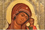 ikona, Kazaņas Dievmāte, dēlis, gleznojums, metāls, Krievijas impērija, 31 x 26.8 x 2.5 cm...