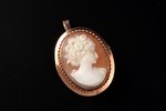 pendant-brooch, cameo, gold, 585 standard, 5.84 g., the item's dimensions 3 x 2.4 cm, Finland...