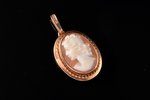 a pendant, cameo, gold, 585 standard, 3.11 g., the item's dimensions 2.4 x 1.8 cm, Finland...