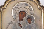 подвесной складень, Гербовецкая икона Божией матери со святыми, серебро, живопиcь, штихельная резьба...