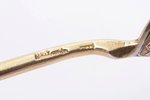 teaspoon, silver, 84 standard, 23.61 g, niello enamel, gilding, 13.3 cm, 1872-1881, Moscow, Russia...