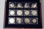 Коллекция из 36 европейских серебряных монет в футляре, серебро, Proof, UNC, Австрия 5 евро 2004, 20...