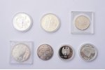 1976-2010 г., лот из 7 серебряных монет, серебро...