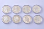 a set of 8 coins, 5 pounds, 2009-2010, Elizabeth II, Olympics, silver, 925 standard, Great Britain,...