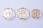 set of 3 coins, 1 dollar, 1/2 dollar, 1995, Atlanta Centennial Olympic Games, silver, nickel, USA, P...