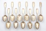set of 11 soup spoons, silver, 84 standard, total weight of items 838.6 g, 22.5 cm, 1864, Riga, Russ...