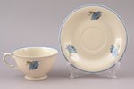tējas trio, porcelāns, Rīgas Keramikas fabrika, Rīga (Latvija), 1940-1941 g., h (tasīte) 5.8 cm, Ø (...