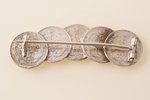 комплект, часовая цепь из монет 10 копеек (1889-1915), брошь из монет 5 копеек, биллон серебра (500)...