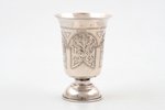 little glass, silver, 84, 875 standard, 27 g, engraving, 6.7 cm, by Israel Eseevich Zakhoder, 1891,...