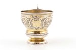 coffee pair, silver, 84 standard, total weight of items 118.9  g, engraving, gilding, h (cup, with h...