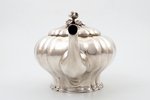 teapot, silver, 84 standard, 764.5 g, gilding, h 14 cm, by Nordberg Joseph, 1859, St. Petersburg, Ru...