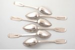 set of 6 soup spoons, silver, 84, 875 standard, total weight of items 430.3 g, 22.3 cm, 1874, Riga,...