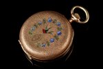 pocket watch, women's, Switzerland, gold, 14 K standart, 31.41 g, 4.75 x 3.35 cm, Ø 33.5 mm, mechani...