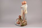 figurine, Couple with buckets, ceramics, Lithuania, USSR, Kaunas industrial complex "Daile", the 50-...