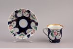 tea pair, porcelain, I. E. Kuznetsov Plant on Volkhov, Russia, the end of the 19th century, h (cup)...