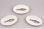 set of 3 jam dishes, for serving fish dishes, faience, M.S. Kuznetsov manufactory, Riga (Latvia), th...