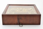 icon case, for the icon size 22.5 x 18.4 cm, guilding, wood, Russia, 39.9 x 35.4 x 10 cm, with key...