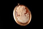 pendant-brooch, cameo, gold, 585 standard, 5.46 g., the item's dimensions 3.5 x 2.8 cm, Finland...