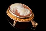 pendant-brooch, cameo, gold, 585 standard, 4.96 g., the item's dimensions 3 x 2.3 cm, Finland...