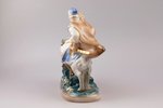 figurine, Ivan Tsarevich and Elena the Beautiful on the Grey Wolf, porcelain, USSR, Gzhel, h 21.2 cm...