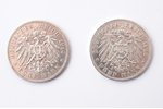 2 monētu komplekts: 5 markas, 1913-1914 g., sudrabs, Vācija...