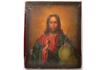 icon, Jesus Christ Pantocrator, board, painting, silver oklad, oklad weight 313.70 g, 84 standard, M...