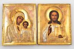 wedding icon pair, Jesus Christ Pantocrator, Kazan icon of the Mother of God, in icon case, board, p...