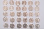 30 monētu komplekts: 5 markas, 1934-1936 g., sudrabs, Vācija...