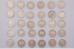 30 monētu komplekts: 5 markas, 1934-1936 g., sudrabs, Vācija...
