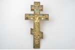 cross, The Crucifixion of Christ, bronze, cold enamel, 4-color enamel, Latvia, the 30-40ties of 20th...