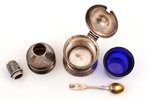 set for spices, silver, 830, 925 standard, total weight of silver 42.55 g, with glass inserts, h (sa...