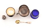 set for spices, silver, 830, 925 standard, total weight of silver 42.55 g, with glass inserts, h (sa...
