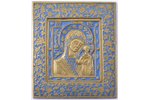 icon, Our Lady of Kazan, copper alloy, 1-color enamel, Russia, the 19th cent., 11.7 x 10.3 x 0.4 cm,...