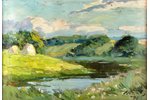 Vinters Edgars (1919-2014), Landscape with a river, 1990, carton, oil, 31 x 44.5 cm...