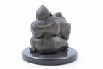 figurine, "Buddha Holding a Fish", bronze, marble, h 14 cm, weight 1700 g., France, "Fonderie Bords...