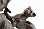 figurine, "Girl with cat", signed Laporte, bronze, marble, h 39 cm, weight 4150 g., France, beginnin...