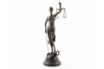 figurine, "Lady Justice", bronze, marble, h 40 cm, weight 2650 g., France, beginning of 21st cent....