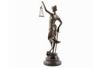 figurine, "Lady Justice", bronze, marble, h 40 cm, weight 2650 g., France, beginning of 21st cent....