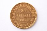 Somija, 20 markas, 1910 g., "Nikolajs II", zelts, 900 prove, 6.4516 g, tīra zelta svars 5.80644 g, K...
