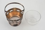 sugar-bowl, silver, with glass, 830 standard, silver weight 138.90 g, Ø 10.3 cm, h (with handle) 17...