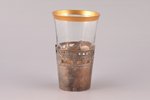 tea glass-holder with original glass, silver, 84, 875 standard, weight of silver 65.8 g, glass, h 6...