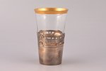 tea glass-holder with original glass, silver, 84, 875 standard, weight of silver 65.8 g, glass, h 6...