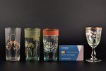 комплект, 3 стакана и рюмка, живописная эмаль, Российская империя, рубеж 19-го и 20-го веков, 11 - 1...