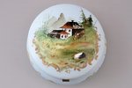 case, milk glass, hand painting, Europe, the beginning of the 20th cent., Ø 13 cm...