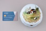 case, milk glass, hand painting, Europe, the beginning of the 20th cent., Ø 13 cm...